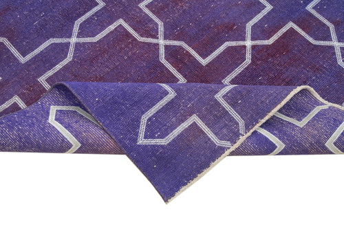 Geometric Carpet Mor Geometrik Pamuk Yün El Dokuma Halısı 137x316 Agacan