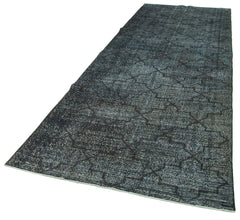 Geometric Carpet Siyah Geometrik Pamuk Yün El Dokuma Halısı 143x410 Agacan