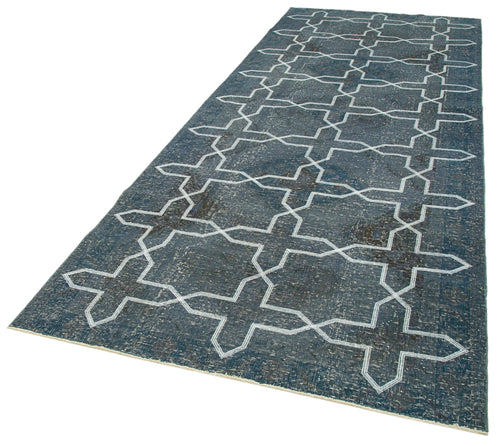 Geometric Carpet Gri Geometrik Pamuk Yün El Dokuma Halısı 136x371 Agacan