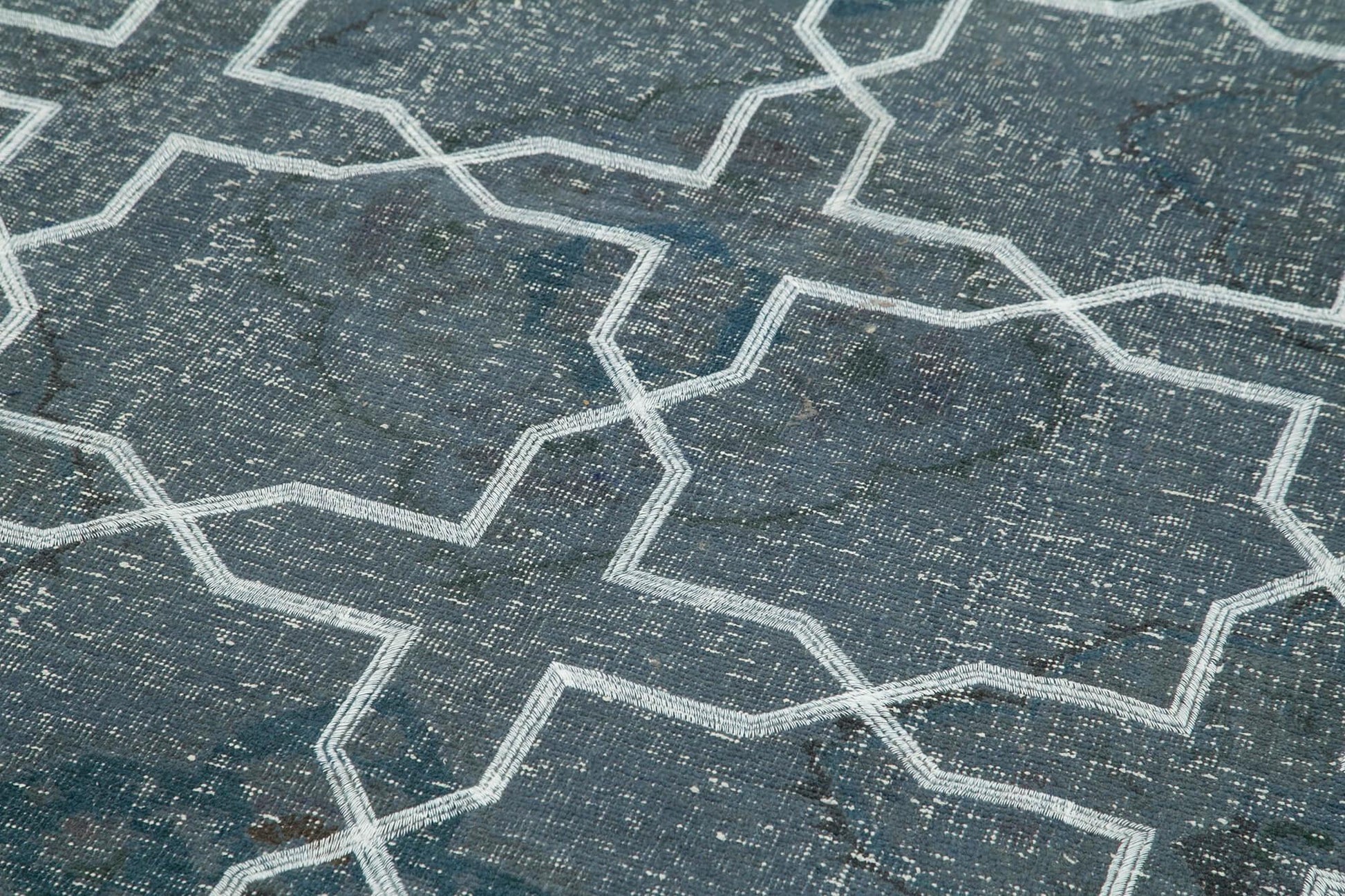 Geometric Carpet Gri Geometrik Pamuk Yün El Dokuma Halısı 136x371 Agacan