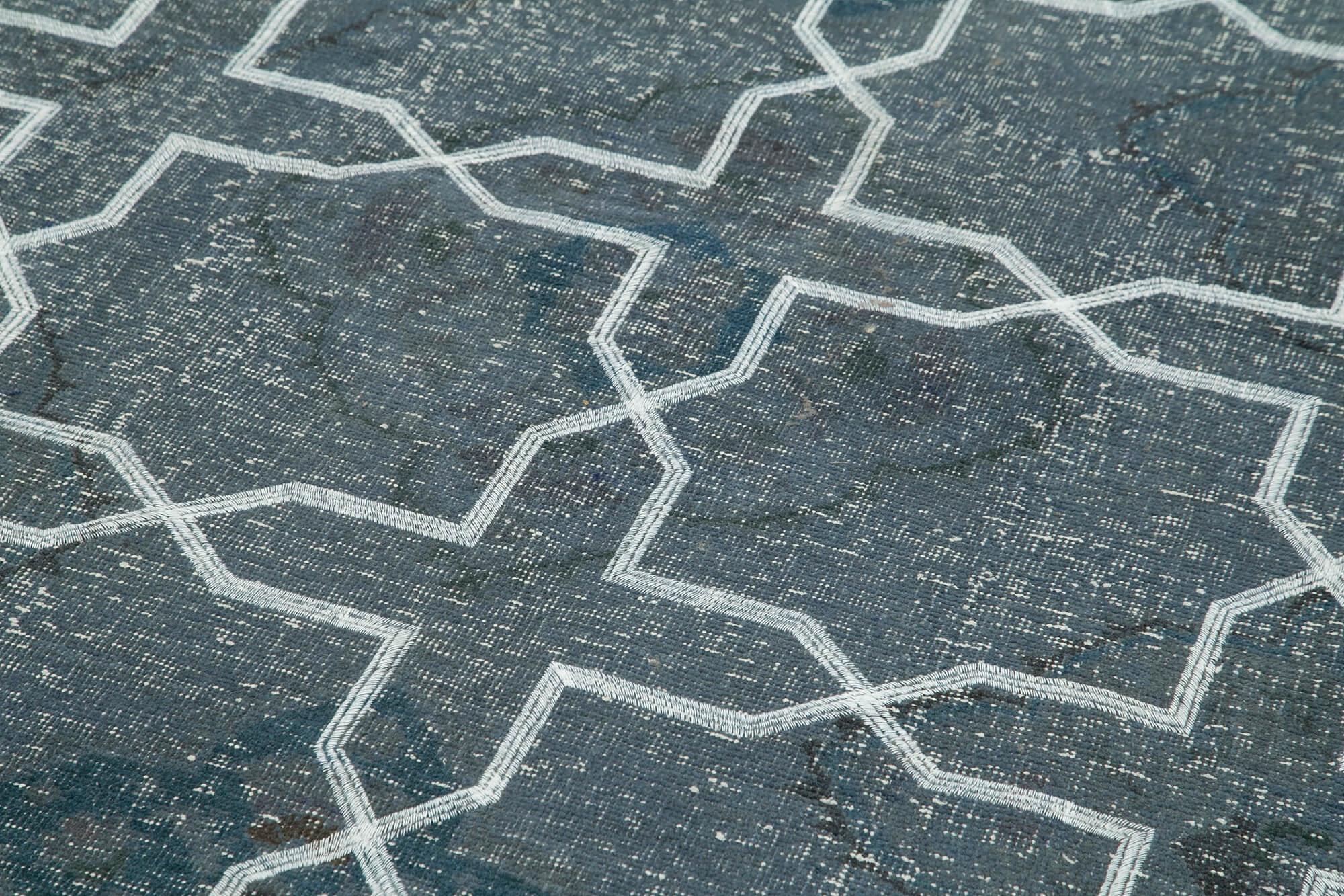 Geometric Carpet Gri Geometrik Pamuk Yün El Dokuma Halısı 136x371 Agacan
