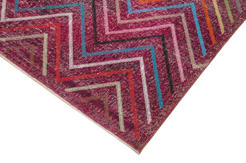 Geometric Carpet Pembe Geometrik Pamuk Yün El Dokuma Halısı 148x386 Agacan