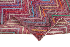 Geometric Carpet Pembe Geometrik Pamuk Yün El Dokuma Halısı 148x386 Agacan