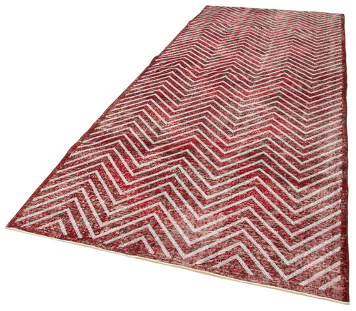 Geometric Carpet Kırmızı Geometrik Pamuk Yün El Dokuma Halısı 146x382 Agacan