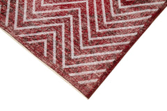 Geometric Carpet Kırmızı Geometrik Pamuk Yün El Dokuma Halısı 146x382 Agacan