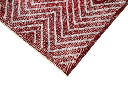 Geometric Carpet Kırmızı Geometrik Pamuk Yün El Dokuma Halısı 146x382 Agacan