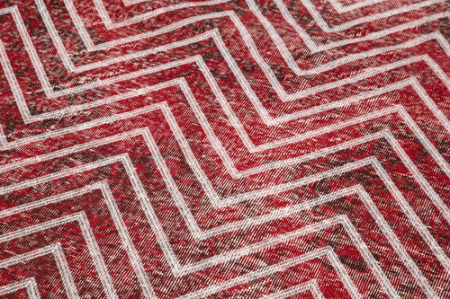 Geometric Carpet Kırmızı Geometrik Pamuk Yün El Dokuma Halısı 146x382 Agacan
