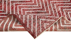 Geometric Carpet Kırmızı Geometrik Pamuk Yün El Dokuma Halısı 146x382 Agacan