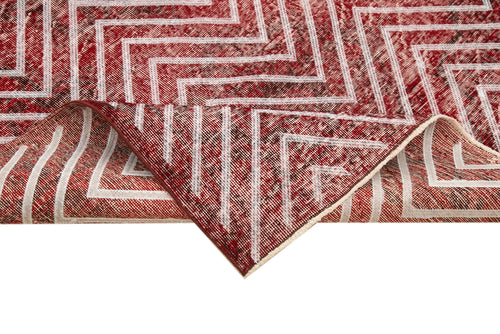 Geometric Carpet Kırmızı Geometrik Pamuk Yün El Dokuma Halısı 146x382 Agacan