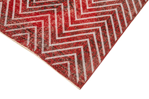 Geometric Carpet Kırmızı Geometrik Pamuk Yün El Dokuma Halısı 151x372 Agacan