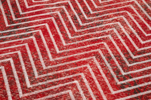 Geometric Carpet Kırmızı Geometrik Pamuk Yün El Dokuma Halısı 151x372 Agacan