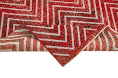 Geometric Carpet Kırmızı Geometrik Pamuk Yün El Dokuma Halısı 151x372 Agacan