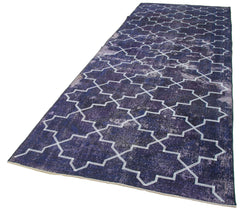 Geometric Carpet Mor Geometrik Pamuk Yün El Dokuma Halısı 138x387 Agacan