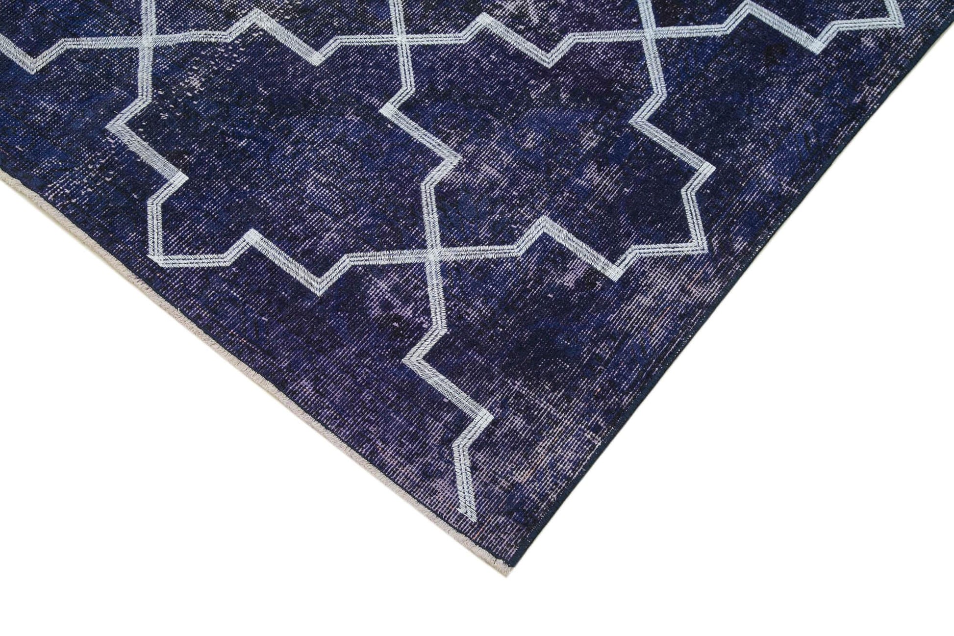 Geometric Carpet Mor Geometrik Pamuk Yün El Dokuma Halısı 138x387 Agacan