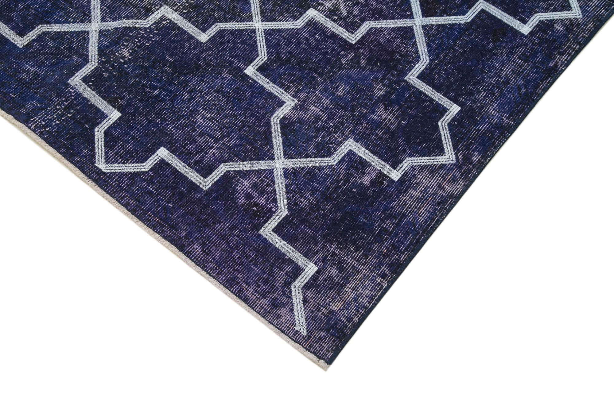 Geometric Carpet Mor Geometrik Pamuk Yün El Dokuma Halısı 138x387 Agacan