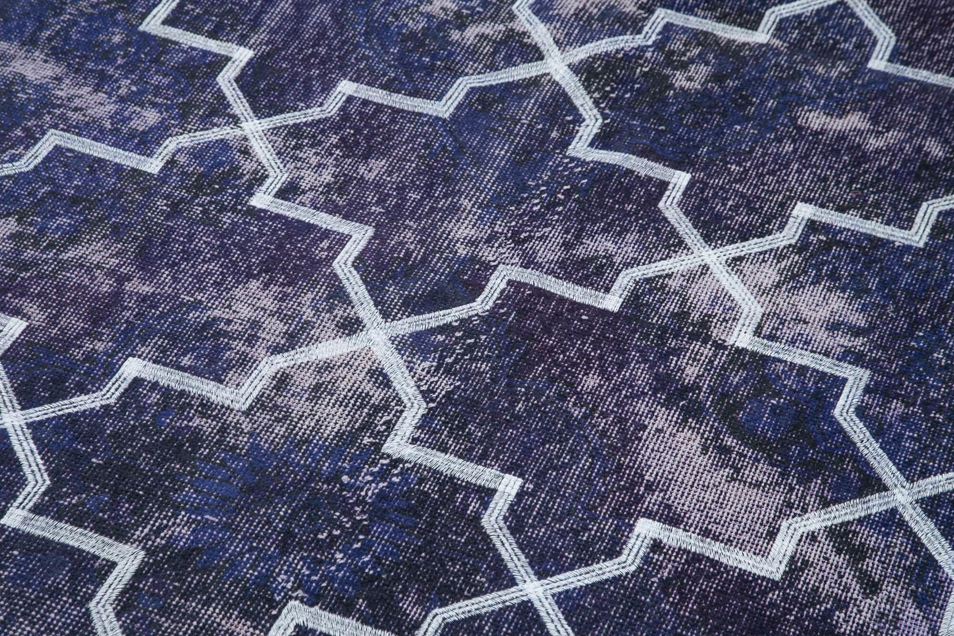 Geometric Carpet Mor Geometrik Pamuk Yün El Dokuma Halısı 138x387 Agacan