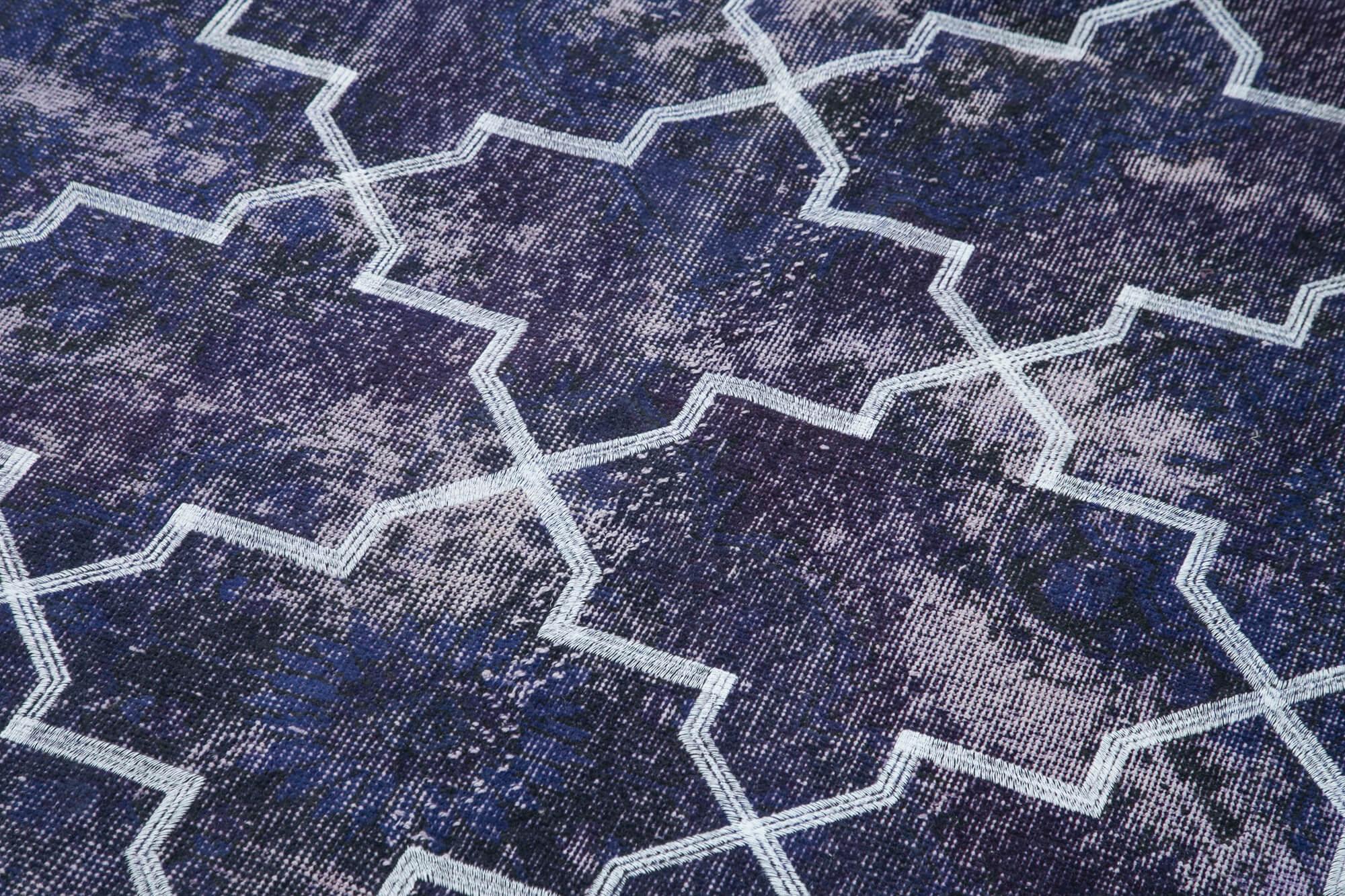 Geometric Carpet Mor Geometrik Pamuk Yün El Dokuma Halısı 138x387 Agacan