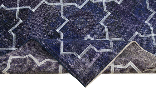 Geometric Carpet Mor Geometrik Pamuk Yün El Dokuma Halısı 138x387 Agacan