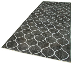 Geometric Carpet Siyah Geometrik Pamuk Yün El Dokuma Halısı 145x392 Agacan