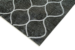 Geometric Carpet Siyah Geometrik Pamuk Yün El Dokuma Halısı 145x392 Agacan