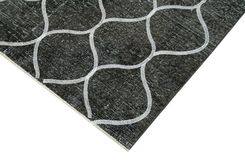 Geometric Carpet Siyah Geometrik Pamuk Yün El Dokuma Halısı 145x392 Agacan