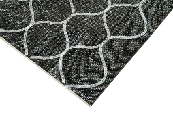 Geometric Carpet Siyah Geometrik Pamuk Yün El Dokuma Halısı 145x392 Agacan