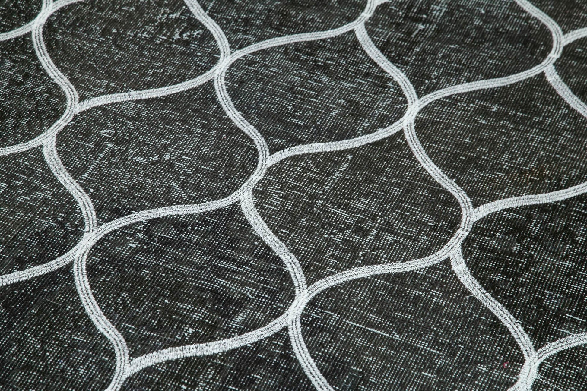 Geometric Carpet Siyah Geometrik Pamuk Yün El Dokuma Halısı 145x392 Agacan
