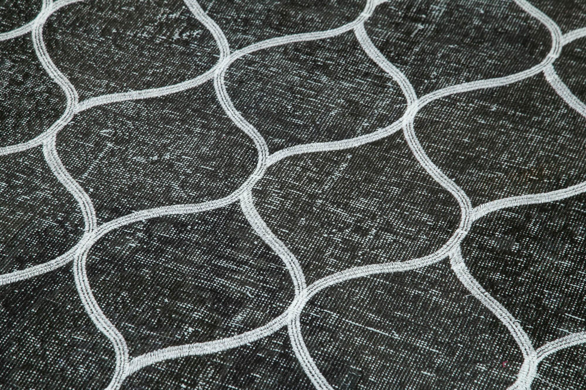 Geometric Carpet Siyah Geometrik Pamuk Yün El Dokuma Halısı 145x392 Agacan