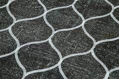 Geometric Carpet Siyah Geometrik Pamuk Yün El Dokuma Halısı 145x392 Agacan