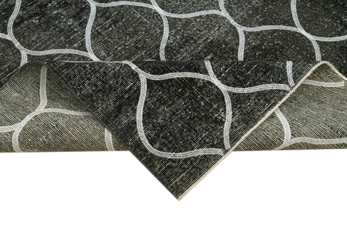 Geometric Carpet Siyah Geometrik Pamuk Yün El Dokuma Halısı 145x392 Agacan