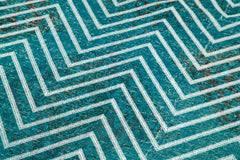 Geometric Carpet Turkuaz Geometrik Pamuk Yün El Dokuma Halısı 144x390 Agacan