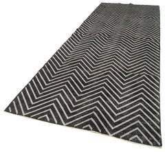 Geometric Carpet Siyah Geometrik Pamuk Yün El Dokuma Halısı 138x395 Agacan