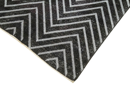 Geometric Carpet Siyah Geometrik Pamuk Yün El Dokuma Halısı 138x395 Agacan