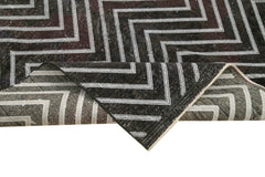 Geometric Carpet Siyah Geometrik Pamuk Yün El Dokuma Halısı 138x395 Agacan