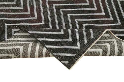 Geometric Carpet Siyah Geometrik Pamuk Yün El Dokuma Halısı 138x395 Agacan