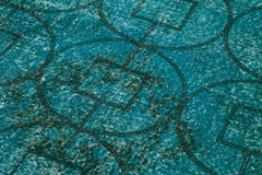 Geometric Carpet Turkuaz Geometrik Pamuk Yün El Dokuma Halısı 141x414 Agacan