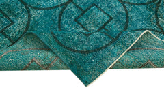 Geometric Carpet Turkuaz Geometrik Pamuk Yün El Dokuma Halısı 141x414 Agacan