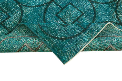 Geometric Carpet Turkuaz Geometrik Pamuk Yün El Dokuma Halısı 141x414 Agacan