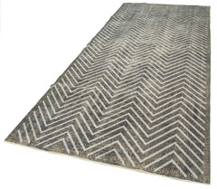 Geometric Carpet Gri Geometrik Pamuk Yün El Dokuma Halısı 148x372 Agacan