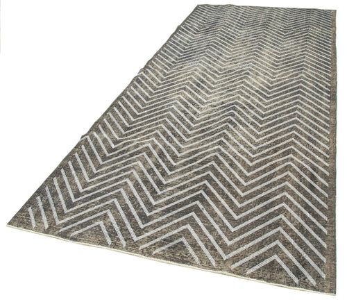 Geometric Carpet Gri Geometrik Pamuk Yün El Dokuma Halısı 148x372 Agacan