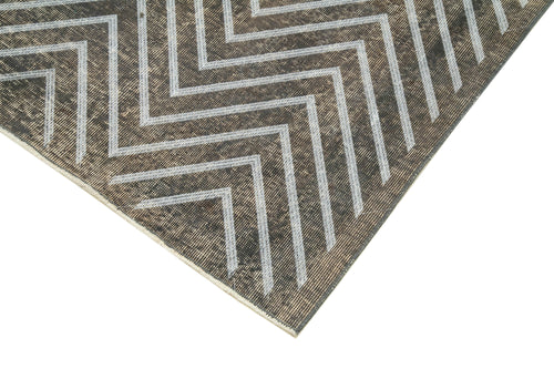 Geometric Carpet Gri Geometrik Pamuk Yün El Dokuma Halısı 148x372 Agacan