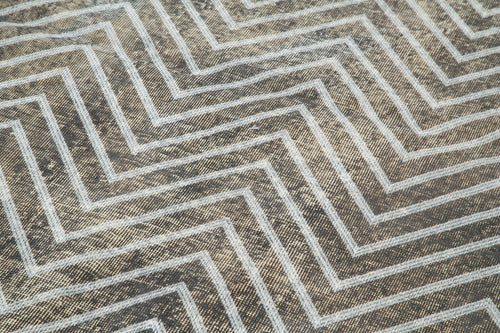 Geometric Carpet Gri Geometrik Pamuk Yün El Dokuma Halısı 148x372 Agacan