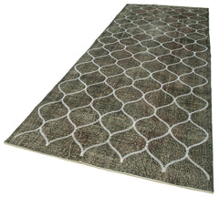 Geometric Carpet Gri Geometrik Pamuk Yün El Dokuma Halısı 143x395 Agacan