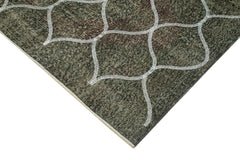 Geometric Carpet Gri Geometrik Pamuk Yün El Dokuma Halısı 143x395 Agacan