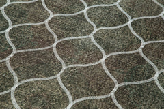 Geometric Carpet Gri Geometrik Pamuk Yün El Dokuma Halısı 143x395 Agacan