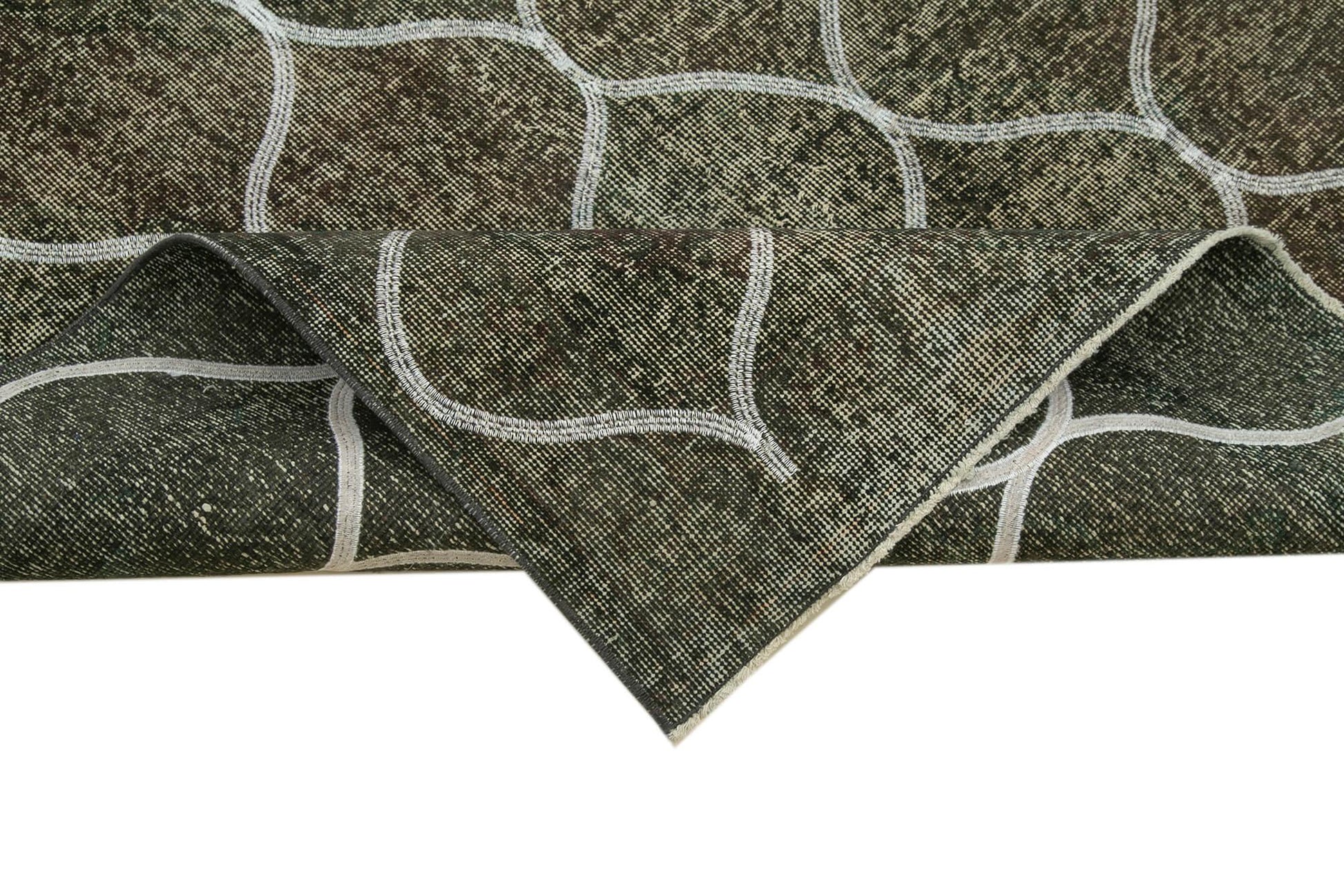 Geometric Carpet Gri Geometrik Pamuk Yün El Dokuma Halısı 143x395 Agacan