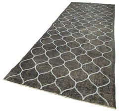 Geometric Carpet Gri Geometrik Pamuk Yün El Dokuma Halısı 140x427 Agacan