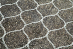 Geometric Carpet Gri Geometrik Pamuk Yün El Dokuma Halısı 140x427 Agacan