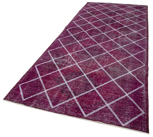 Geometric Carpet Pembe Geometrik Pamuk Yün El Dokuma Halısı 140x366 Agacan
