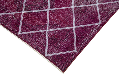 Geometric Carpet Pembe Geometrik Pamuk Yün El Dokuma Halısı 140x366 Agacan